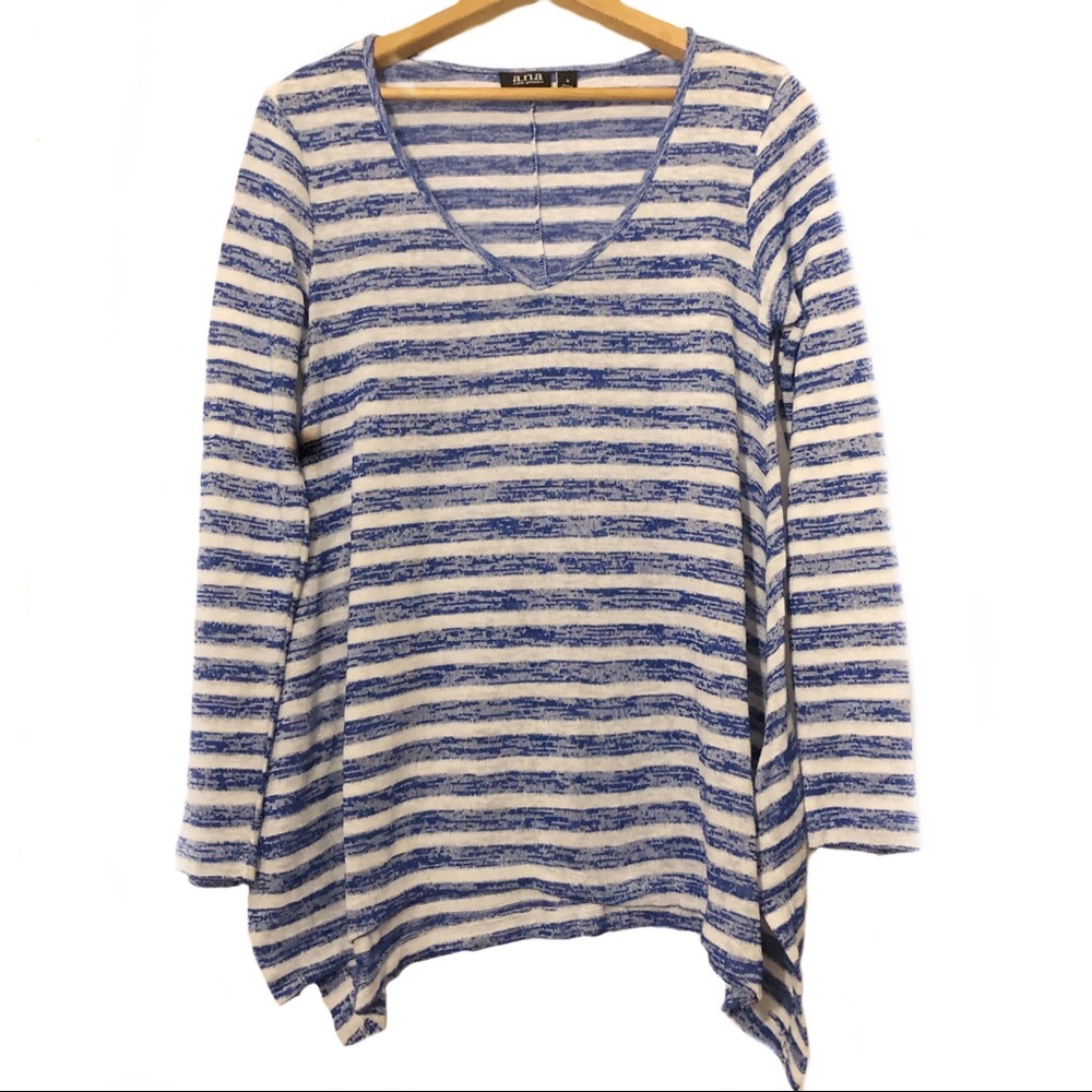 a.n.a Striped Fine Knit Sweater Top V neck Floaty